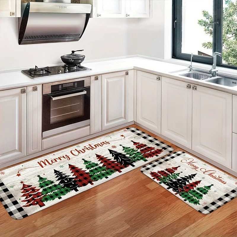 Christmas Ball Pine Needles Kitchen Mat Decor Hallway Balcony Anti-slip Floor Mat Bedroom Entrance Doormat Christmas DecorationsM251117