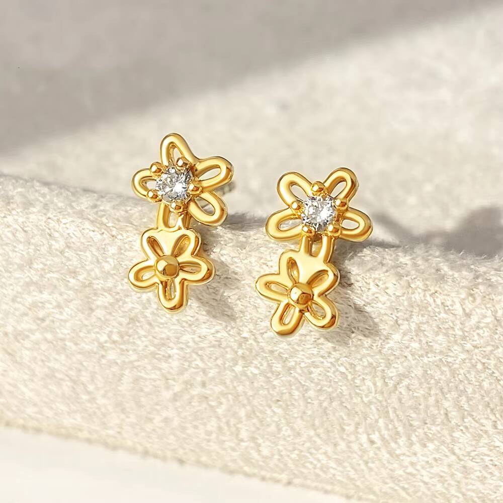 foxi Silver Jewelry TRENDY Earrings High Quality 925 Sterling Silver Cubic Zirconia Flower Earrings for Women