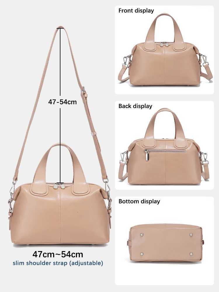 Zency Genuine Leather Top-handle Bag For Women Stylish Boston Bag Shoulder Handbag Bolsa Crossbody Large Capacity Satchel BagsW251115