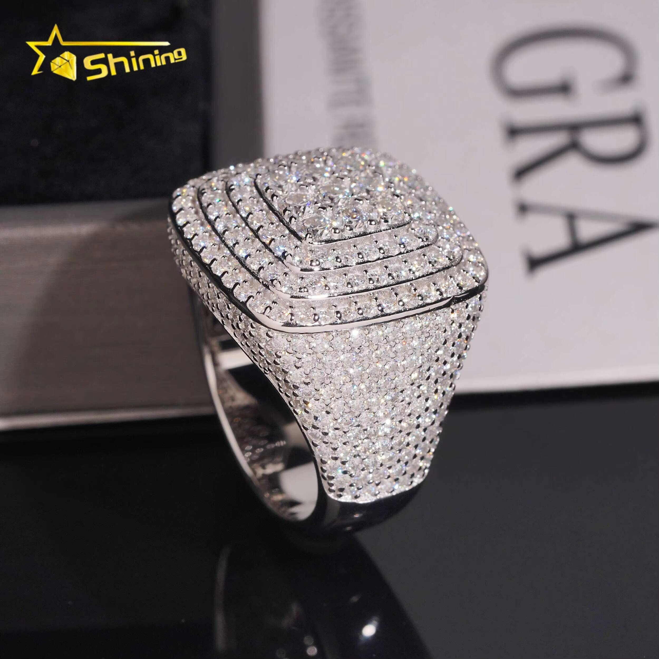 New Arrivals Pass Diamond Tester Fine Jewelry 925 Silver Men Iced Out VVS Moissanite Rings
