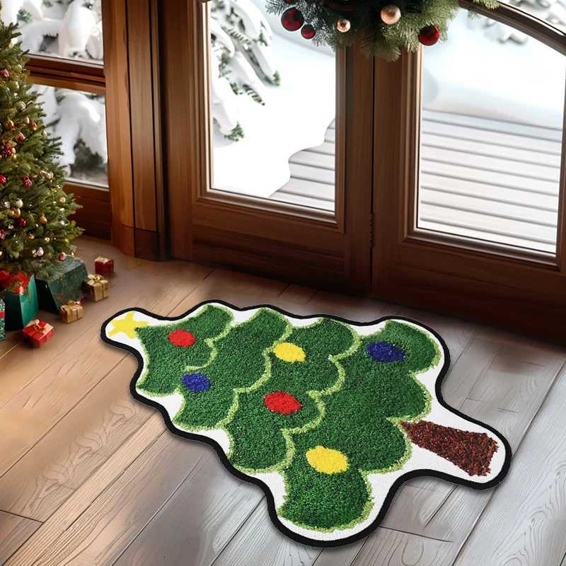 Christmas Tree Shaped Floor Mat Entrance Door Bedroom Bath Toilet Anti Slip Mat Carpet 2025 New Year Home Decoration NavidadM251117