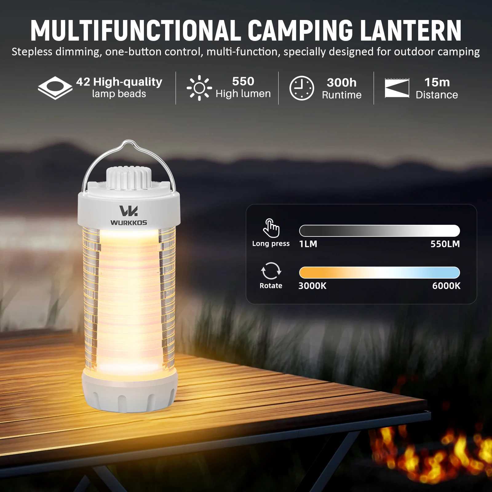Wurkkos CL01 Camping Lantern 550LM Rechargeable LED Flashlight Waterproof EDC Work Light RGB Torch Power Bank Mini Magnetic Lamp M251117