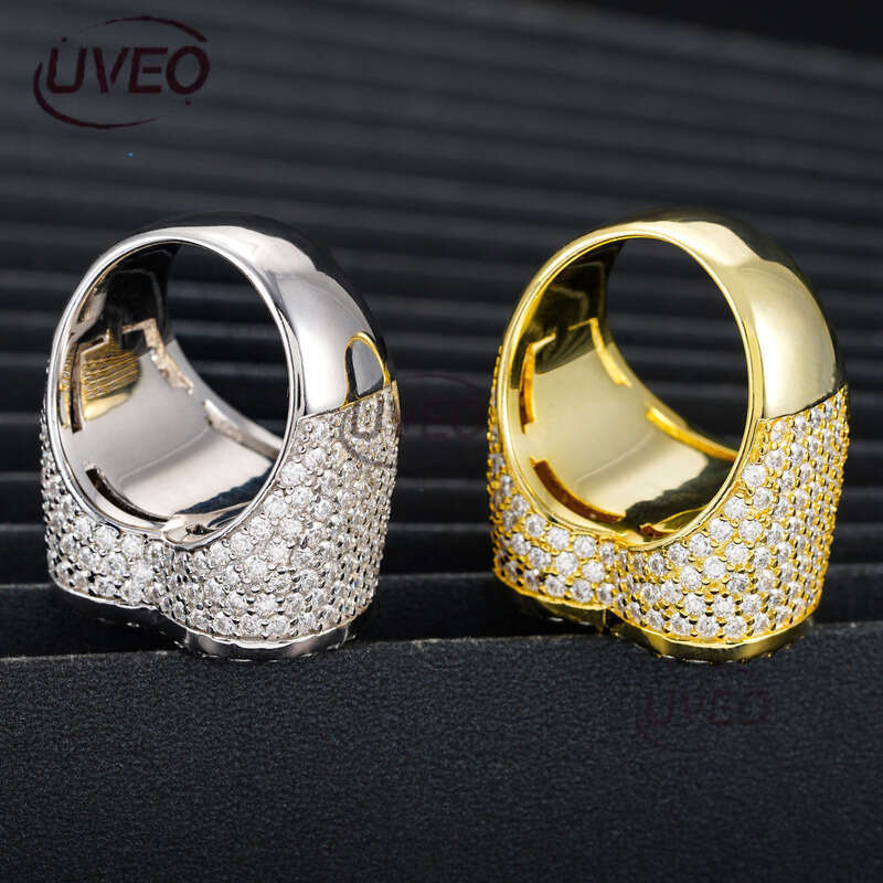 VVS Jewelry Gold Moissanite Ring Iced Out 925 Moissanite Diamond Hiphop Pass Diamond Tester Sterling Silver Couple Women Mens