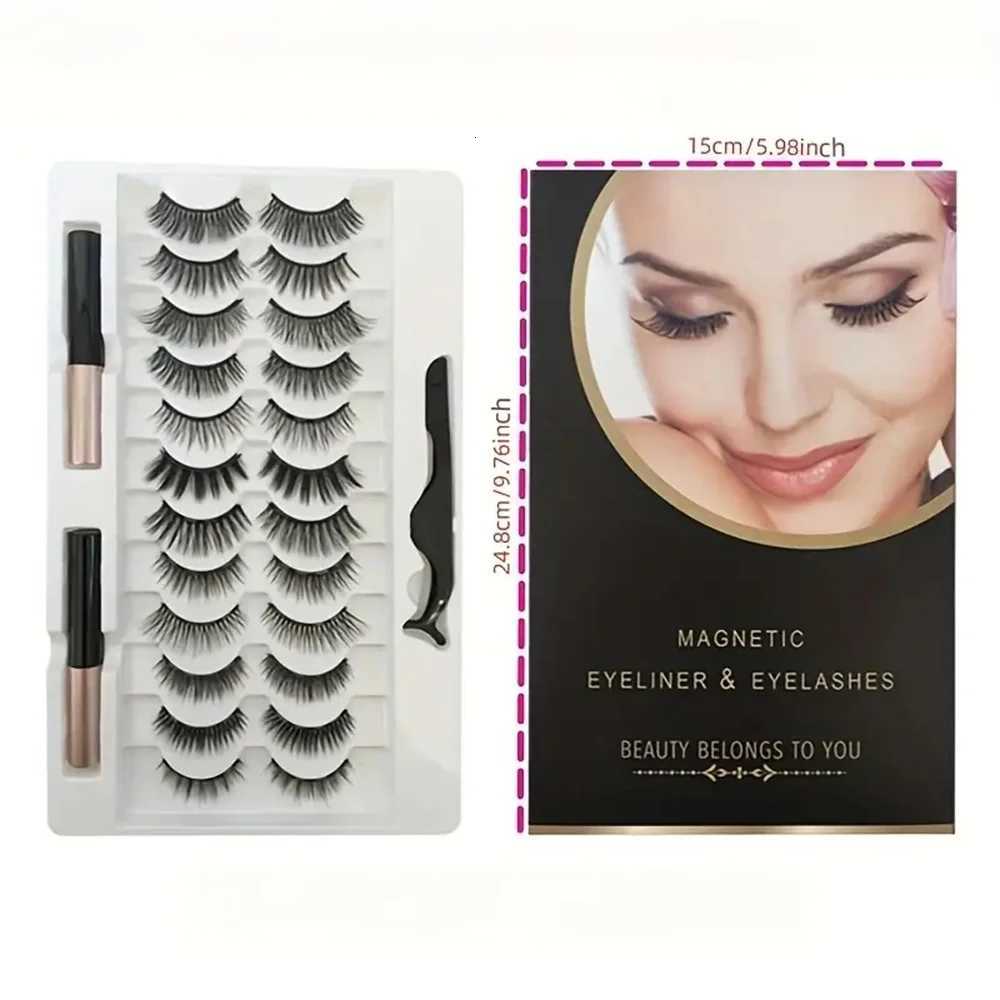 12 pairs of magnetic false eyelash sets with eyeliner natural makeup effect reusable curling magnetic eyelash setsT251117