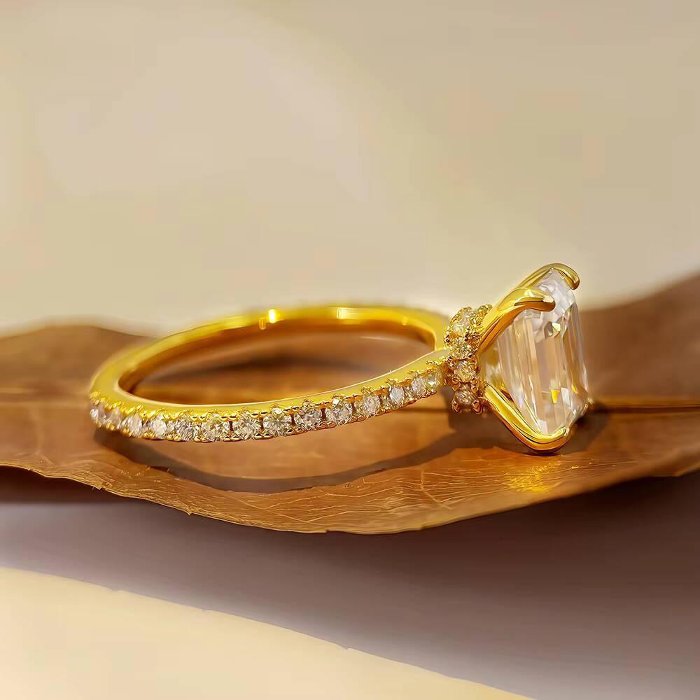 Pass Tester Promise Ring Classic 925 Sterling Silver Jasmine Ring Certified Moissanite Diamond Engagement Wedding Band for Women