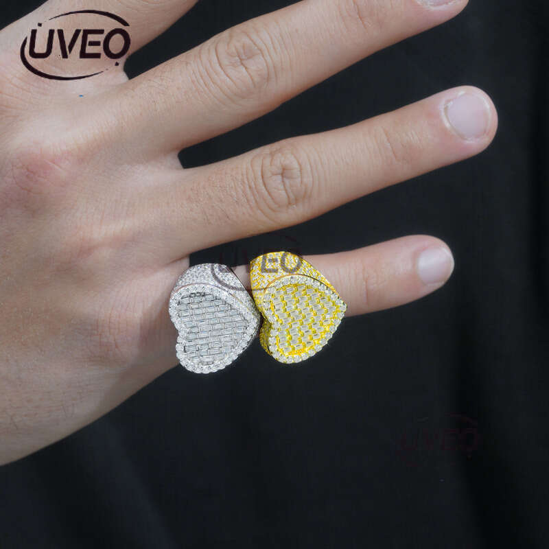 VVS Jewelry Gold Moissanite Ring Iced Out 925 Moissanite Diamond Hiphop Pass Diamond Tester Sterling Silver Couple Women Mens