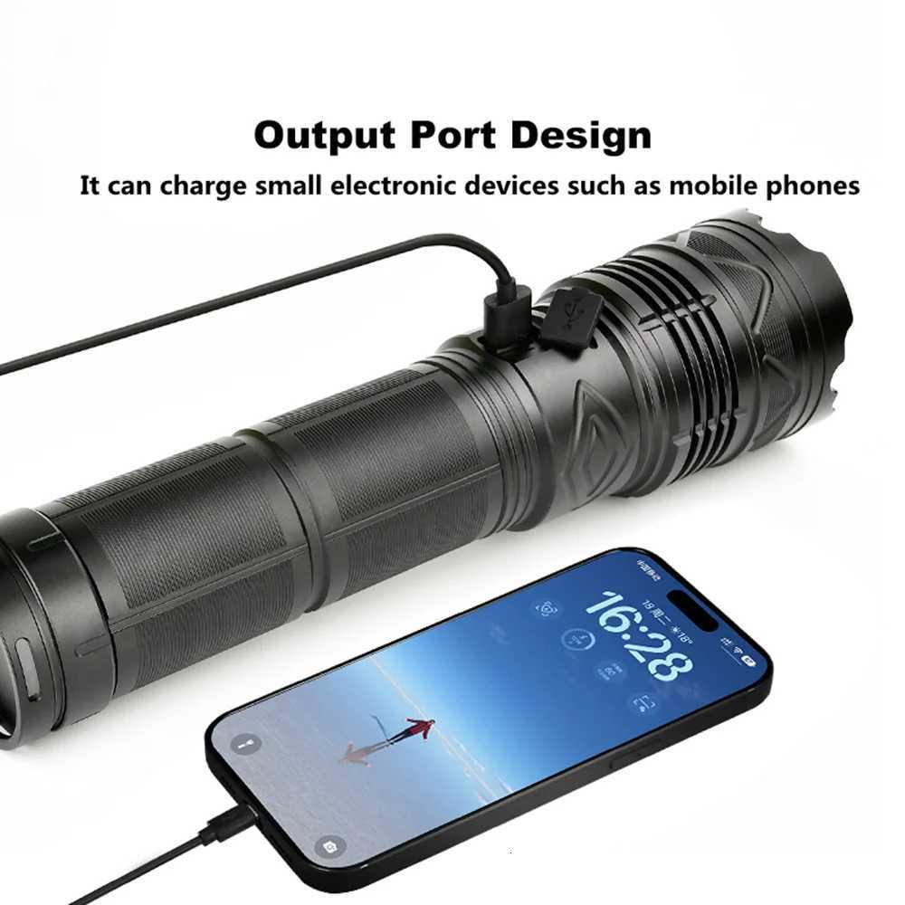 High Power Tactical Rechargeable led flashlight long range very powerful Lantern 100W usb charging lamp Torch with indicator M251117