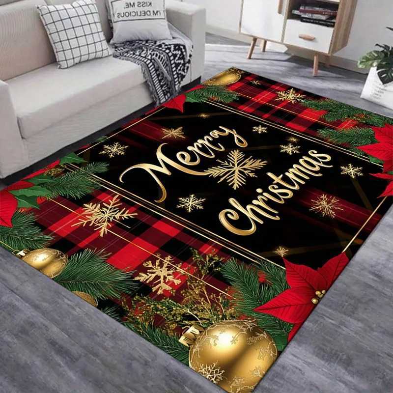 Merry Christmas Crystal Velvet Carpet Floor mat Non-slip Floor Mat Festive Holiday Chair Rug Polyester Home Living RoomM251117