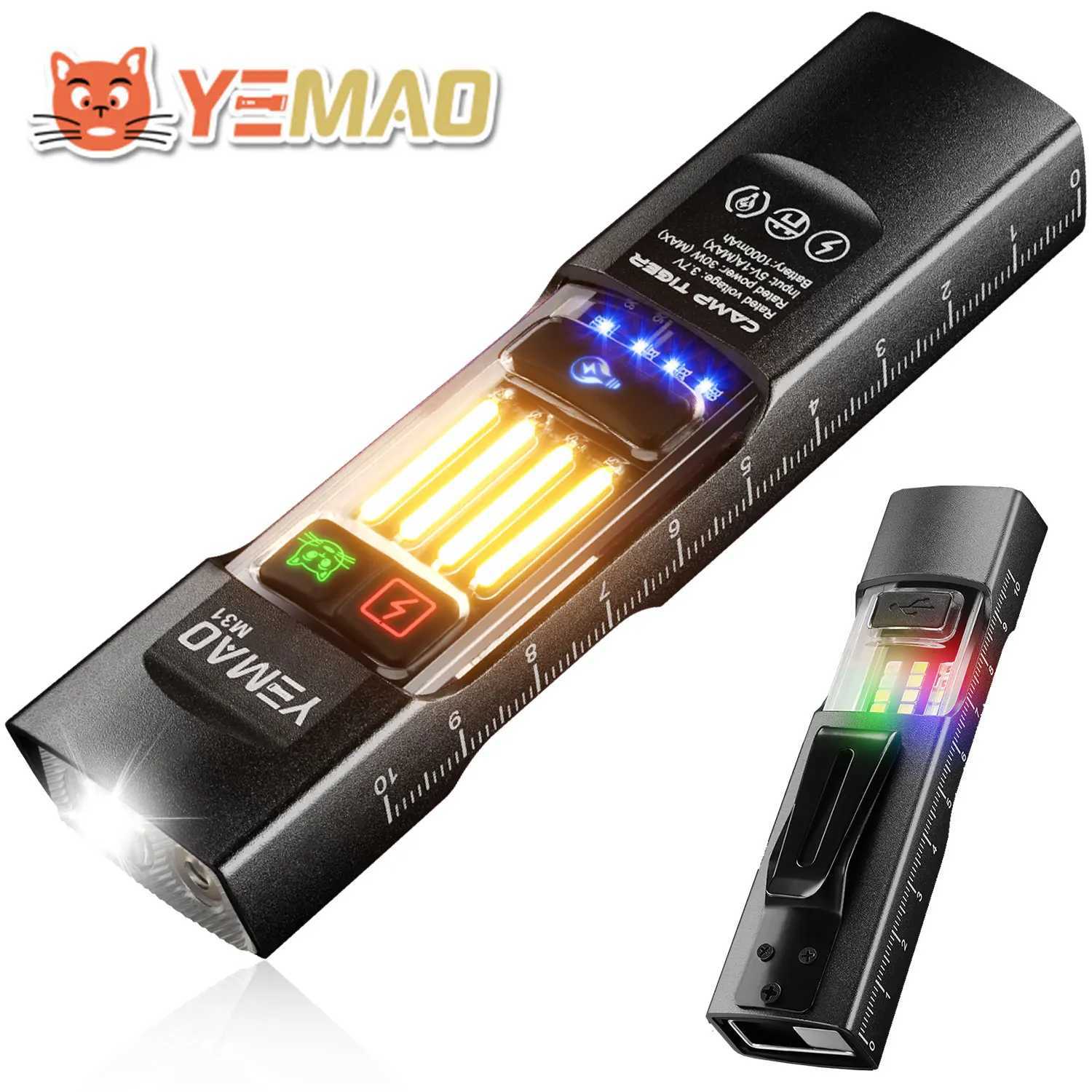 YEMAO EDC Flashlight 680LM 13 Mode flashlights LED Torch bicycle light With Clip Magnetic/Hook USB C Charging Camping Emergency M251117