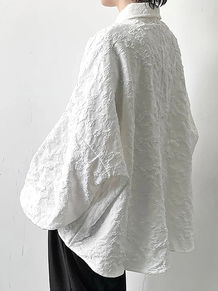 XITAOs pleated jacquard shirt is loose fashionable solid color casual collar fully matched batwing sleeve WMD5191 250417