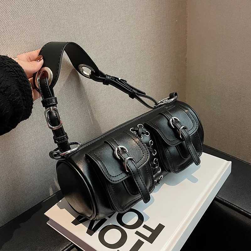 Y2K Brand Wind Lady Bag 2025 Trendy Moto Style Black Crossbody Bag For Women Versatile Ins Shoulder Handbag Chain Underarm BagW251115
