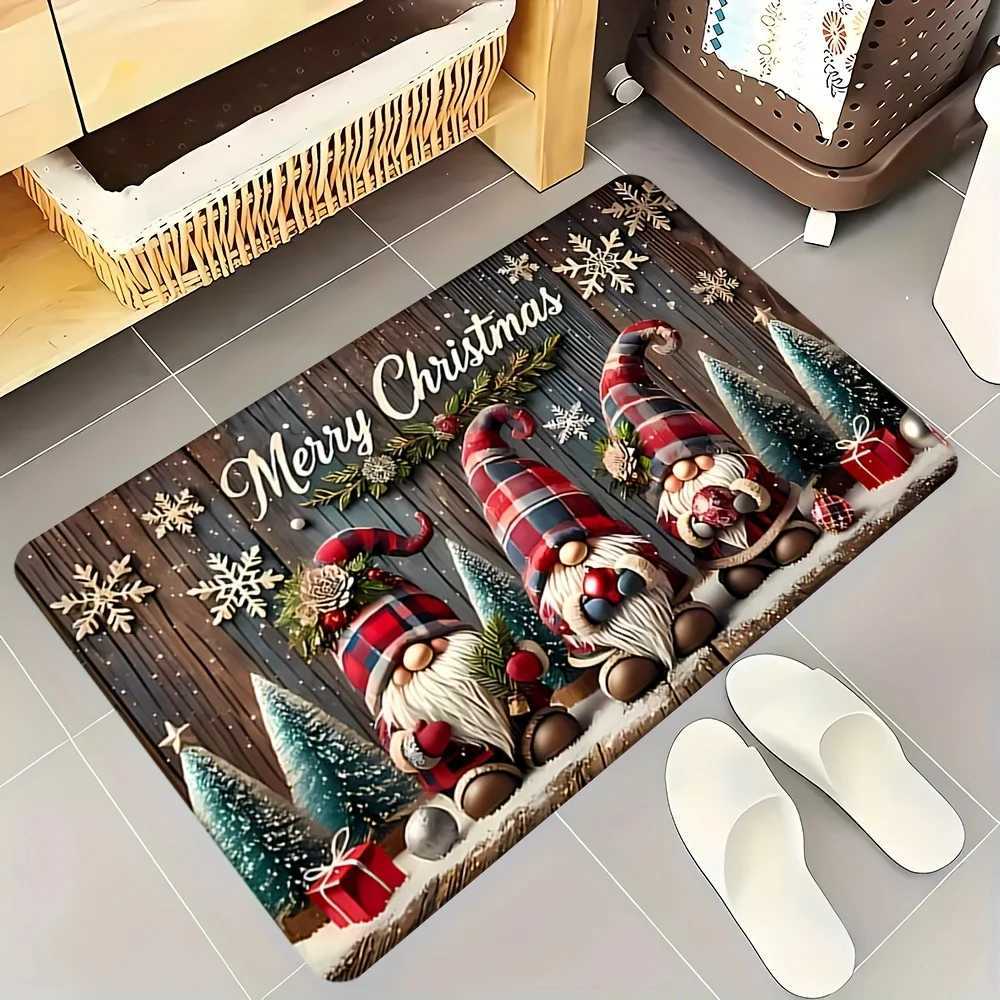 VIKAMA Christmas Carpet Three Santa Claus Doormat Entrance Welcome Mat Outdoor Carpet Rug For Bedroom Living Room Home DecoratioM251117