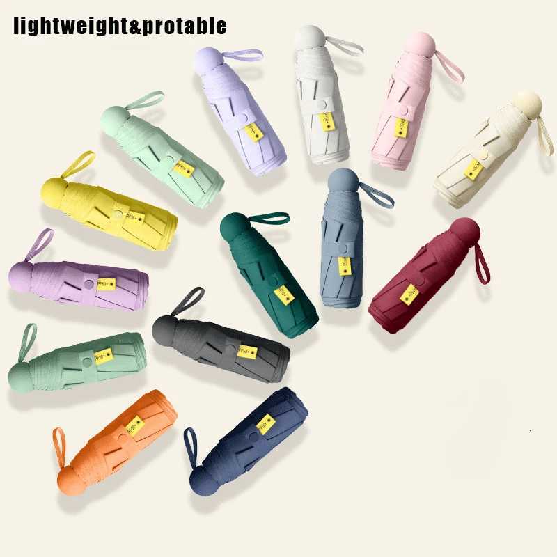 Capsule Umbrella Portable Mini Sunshade Sunscreen Rain Umbrella Black Rubber Alloy Handle Foldable Sun Rain Dual Use C251117
