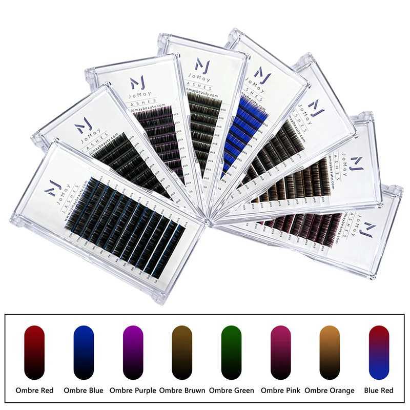 Jomay New Gradient Pink Red Green Blue Purple Color Eyelash Extension Individual Faux Mink Ombre False Colored Lashes MakeupT251117