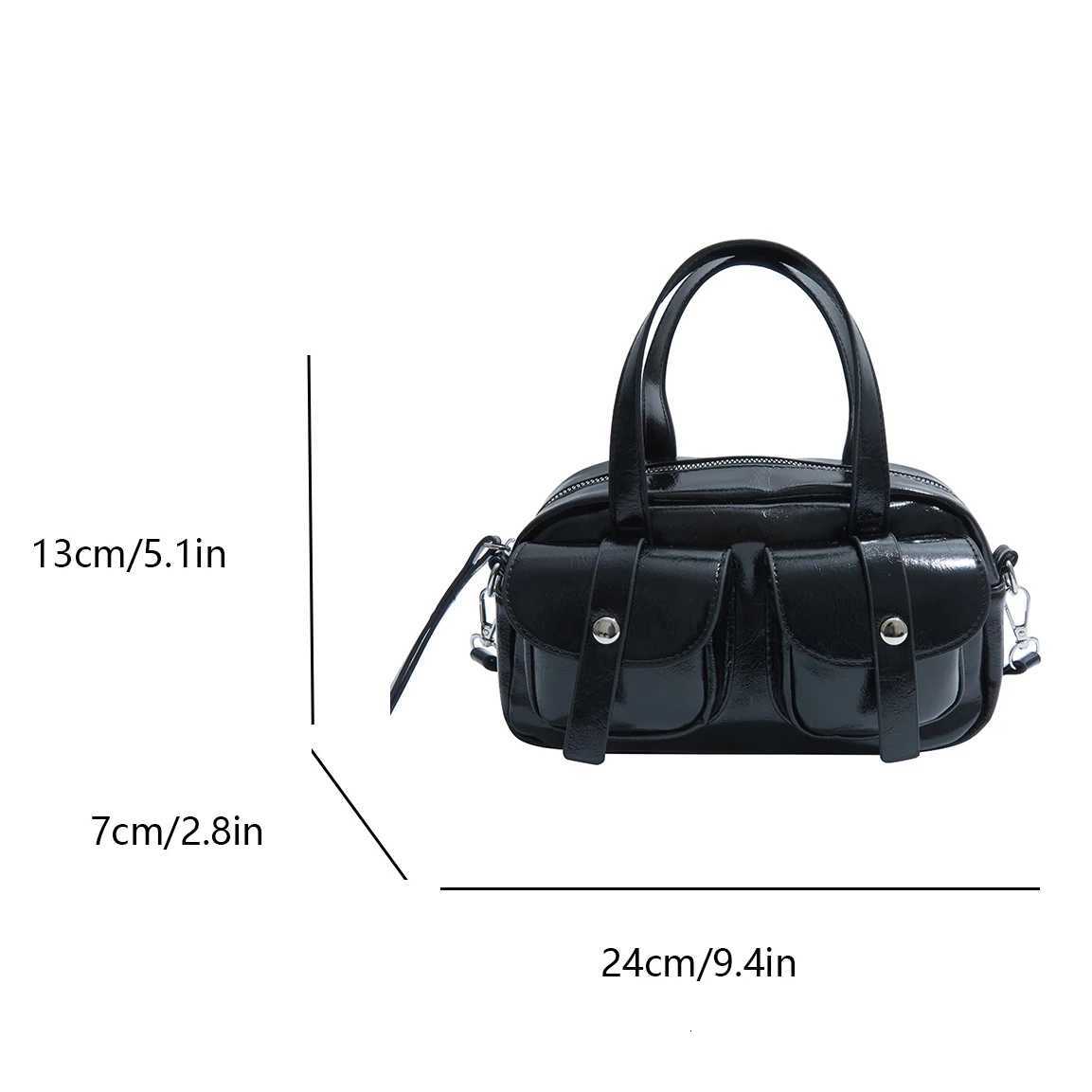 Fashion Double Pockets Design PU Leather Shoulder Bag For Women 2025 Tend Female Crossbody Bag Red Handbags Silver Lady BolsosW251115