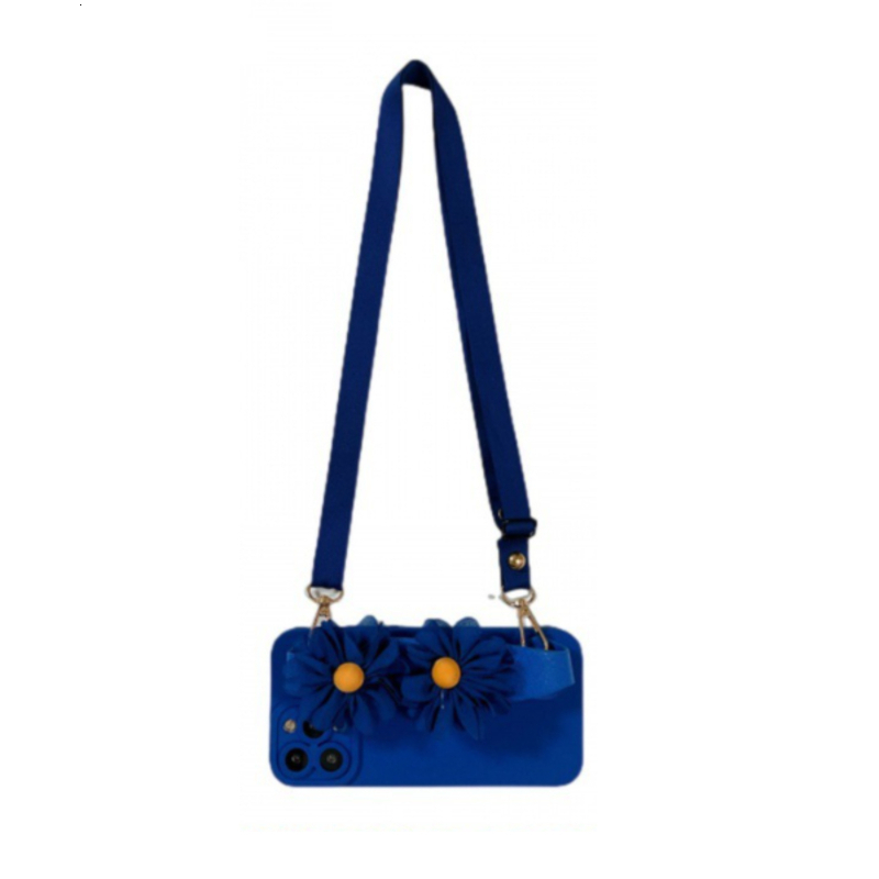 Klein Blue Daisy Phone Case Compatible with iPhone 17 Pro Wrist Strap Crossbody Protective Case iPhone 16/15 11 Soft