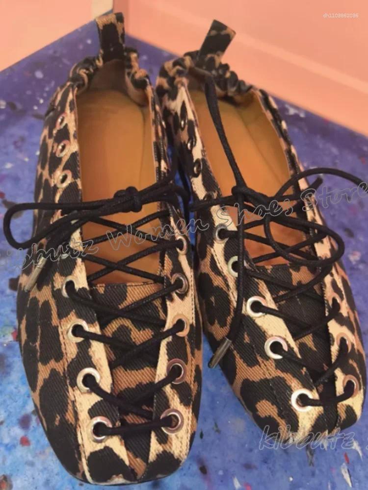 Dress Shoes Lace-Up Ballet Pumps Genuine Leather Solid Color New Fashion Elegant Hot Concise Sexy Party Women Square Toe Flat With