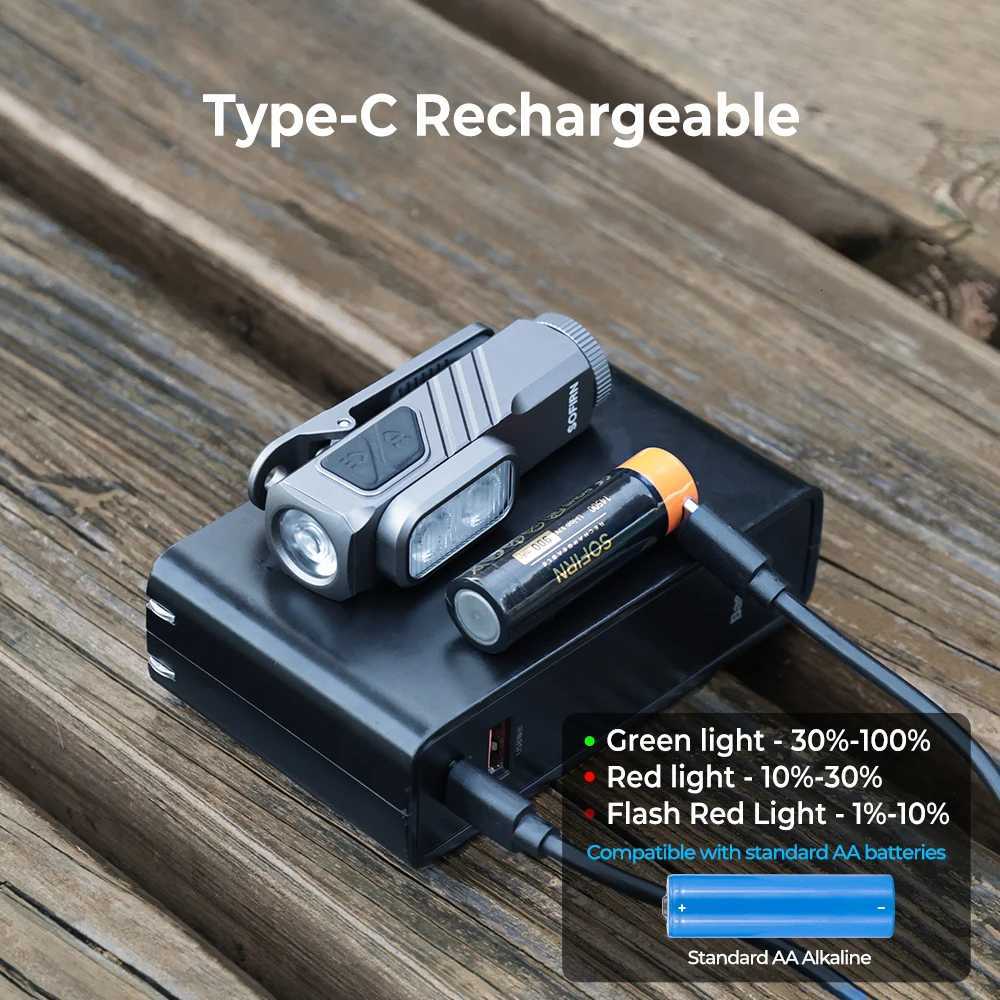 SOFIRN Mini ST10 1000LM EDC Flashlight USB C 14500 Rechargeable with Red Light 660NM Magnetic Tail clip Dual Switch Torch M251117