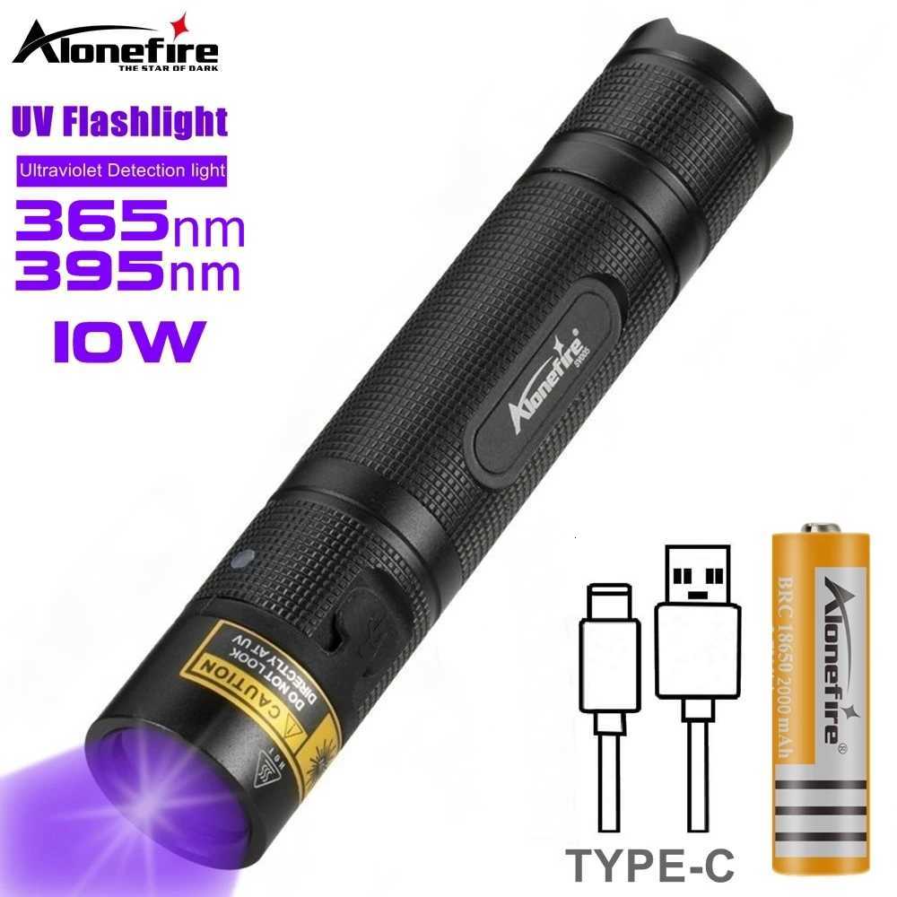 10W 365/405nm UV Flashlight USB Rechargeable Ultraviolet Blacklight Torch Pet Urine Cat tinea Money Ore Scorpion Detection Lamp M251117