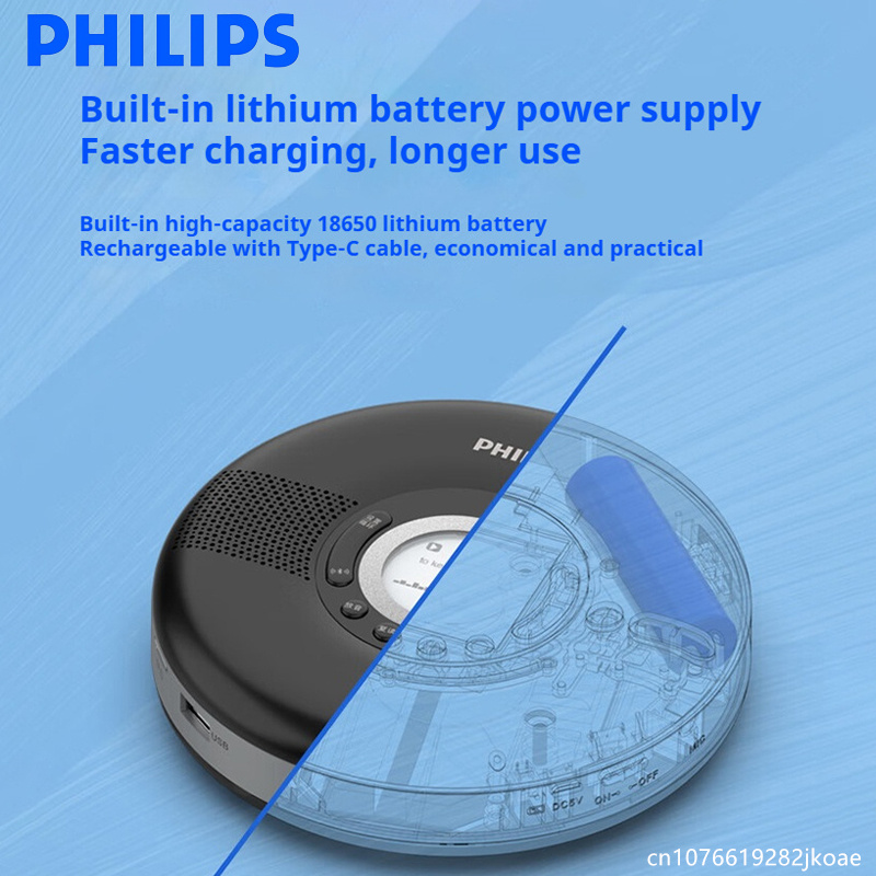 Philips New EXP5108 Mini Convenient Retro CD Player Support CD/TF Wireless Bluetooth Home HiFi Stereo MP3 Disc Loudspeaker Box