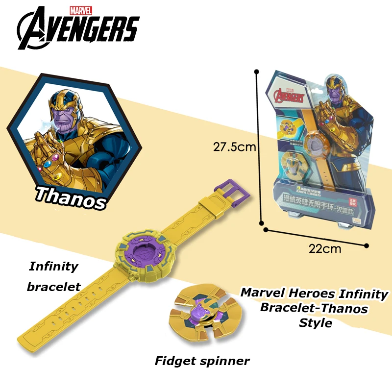 New Marvel Avengers Thanos Style 2pcs Fidget Spinner Wristband Three Kinds Of Glare Movie Peripheral Toy Set Boy Birthday Gifts