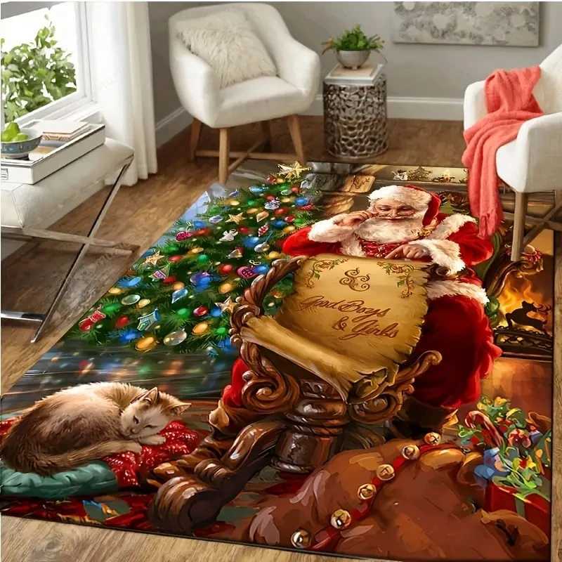Christmas Red Truck Snowman Carpet for Living Room Decor Sofa Table Large Area Rugs Playroom Childrens Play Anti-slip Floor MatM251117