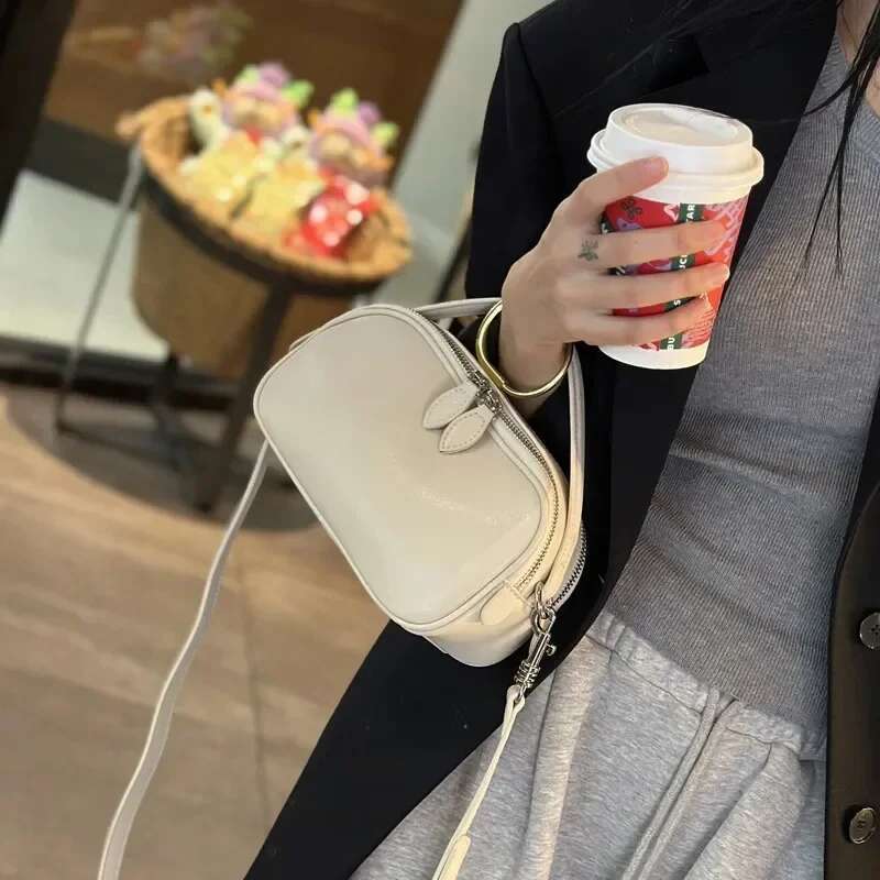 Designer Bag Summer New Style Genuine Single Shoulder Slant Cross Small Bag Double Zip Handbag Soft Cow Leather Casual Women's B
