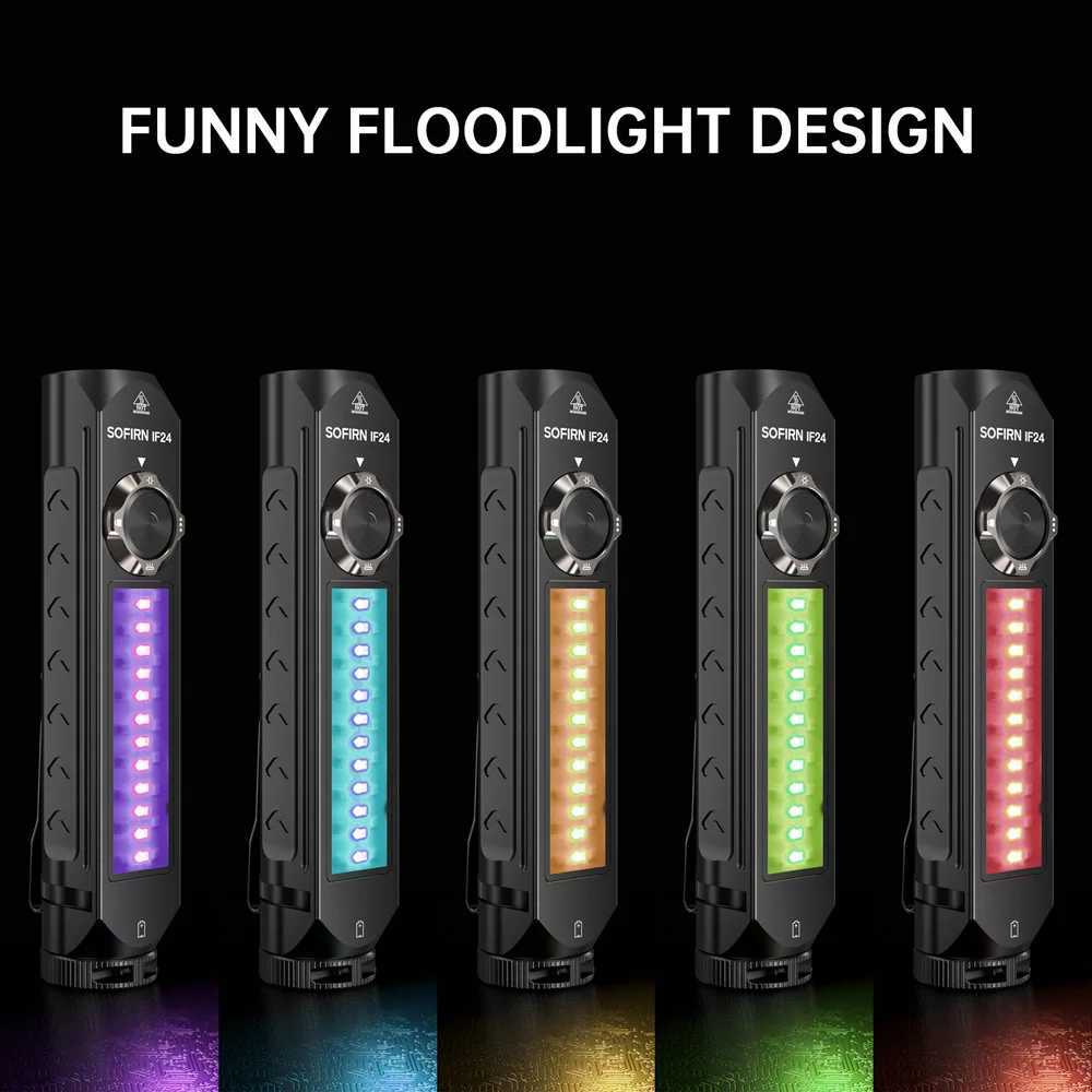 Sofirn IF24 RGB Light SST40 2000lm Powerful LED Flashlight 5V 2A 18650 USB C Rechargeable Torch IP66 Waterproof with Magnetic M251117