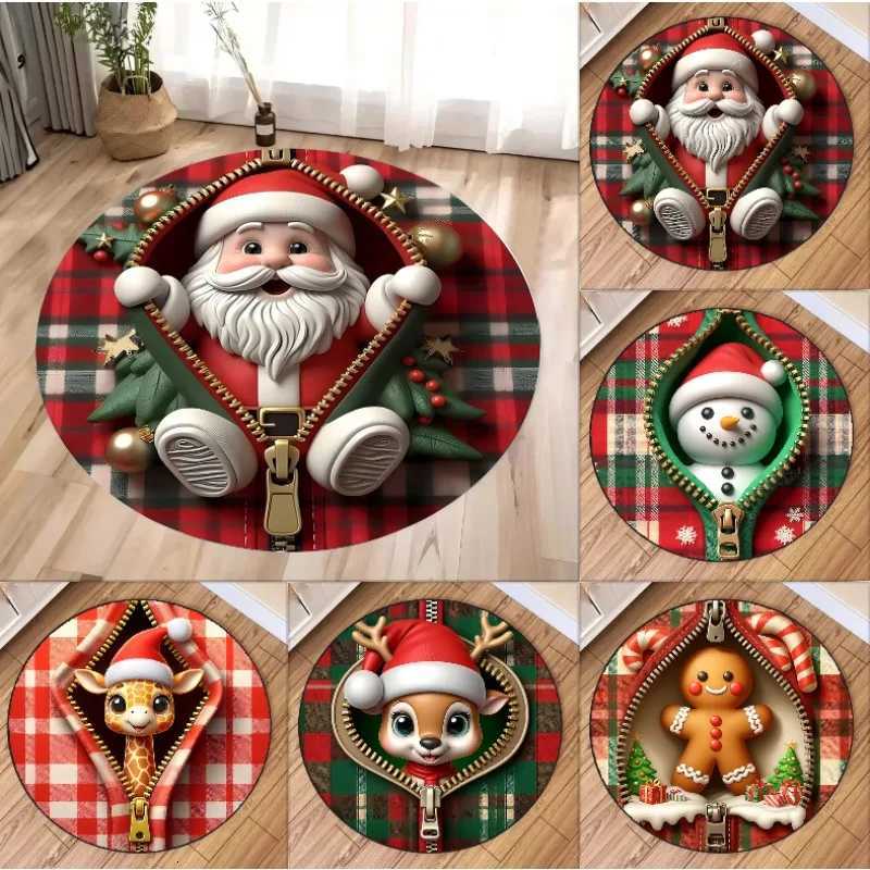 Merry Christmas Round Area Rug Bedroom Kitchen Mat Zipper Is Interesting Floor Bathroom Living Room Home Office Hallway CarpetM251117