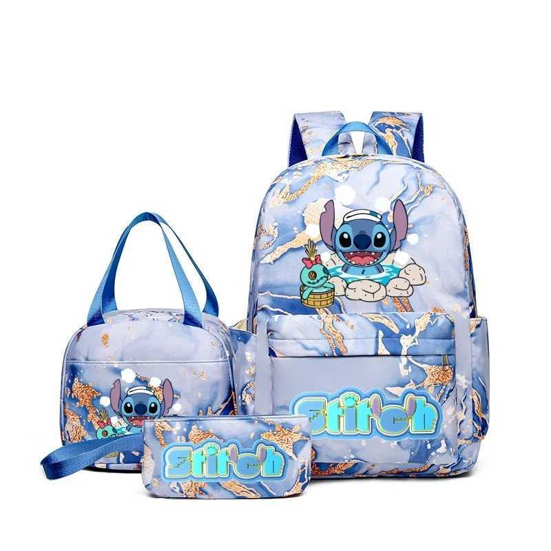 Disney Lilo Stitch Anime Printing Backpack Set Comes with Lunch Bag and Pencil Bag Large Capacity Lightweight Breathable Outdoor KnapsackXJ250417