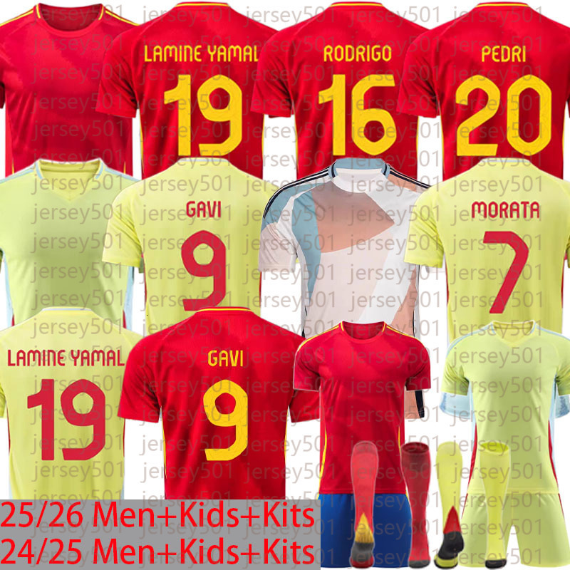 2025 Spain soccer jerseys men kids kits PEDRI Espana MORATA FERRAN GAVI LAMINE YAMAL MLLORENTE CARVAL OLMO 24 25 26 football shirts fans Player