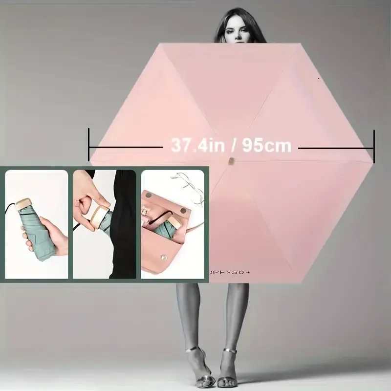 6-Rib Mini Folding Umbrella Lightweight Aluminum Handle Manual Open/Close Portable Cartoon Design Durable for Rainy Days C251117