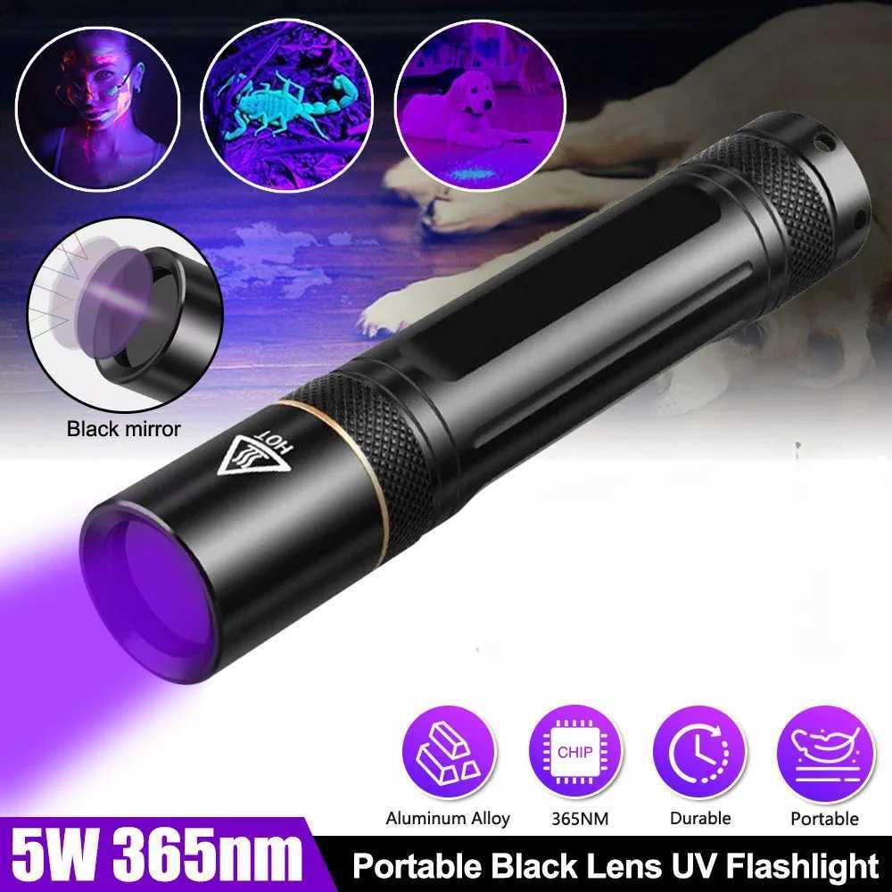 UV Flashlight 5W 360nm Led Blacklight Flashlights Ultraviolet Lamp Torch for Curing UV Glue Leak Detector Pet Urine Stain M251117