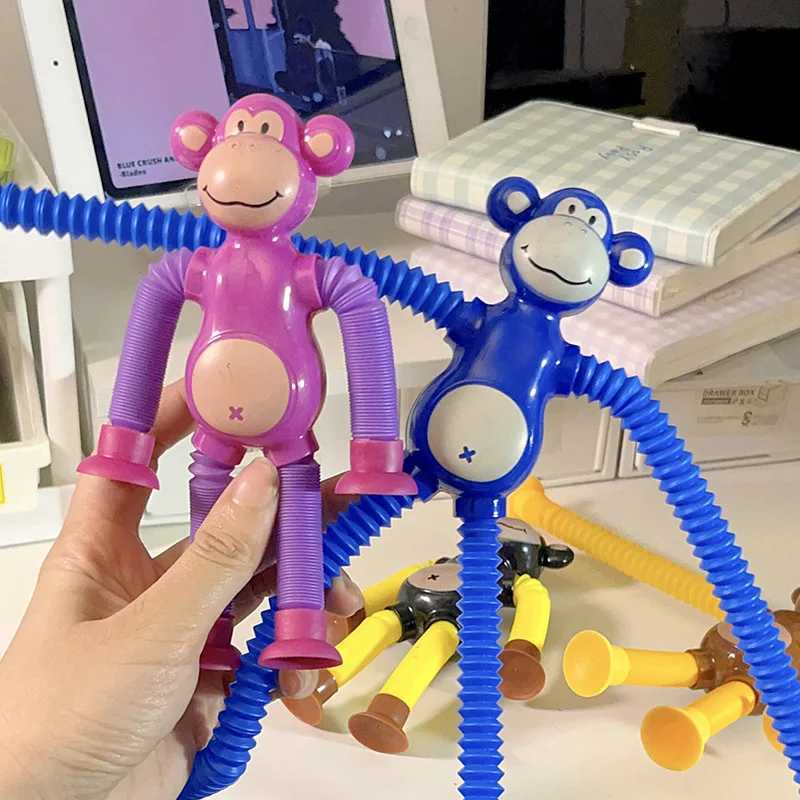 Suction Cup Monkey Pop Tubes Fidget Toys Decompression Stretch Tube Stress Relief Sensory Toys for Kids Adult Party Gifts J251117