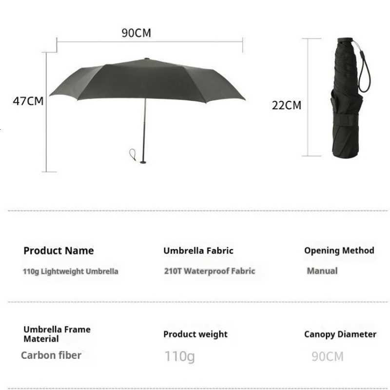 110g Japanese Super Light Umbrella Carbon Fiber Lightweight and Compact Portable Pencil Umbrella 50 Fold Mini Folding Umbrella C251117