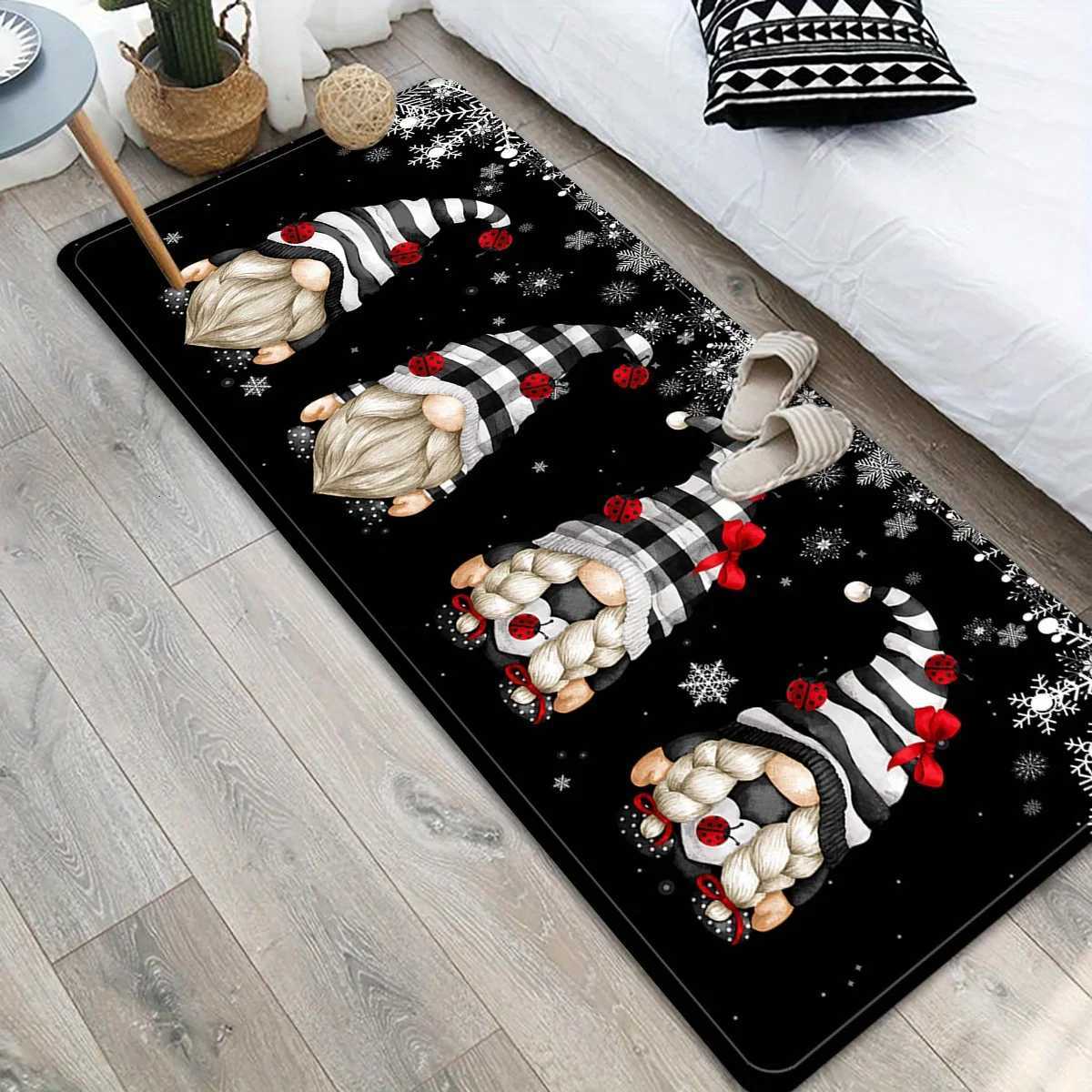 VIKAMA Premium Christmas Carpet Black Floor Mat Kitchen Rug Soft Doormat Living Room Carpet Rug For Bedroom Welcome Mat Home DecM251117