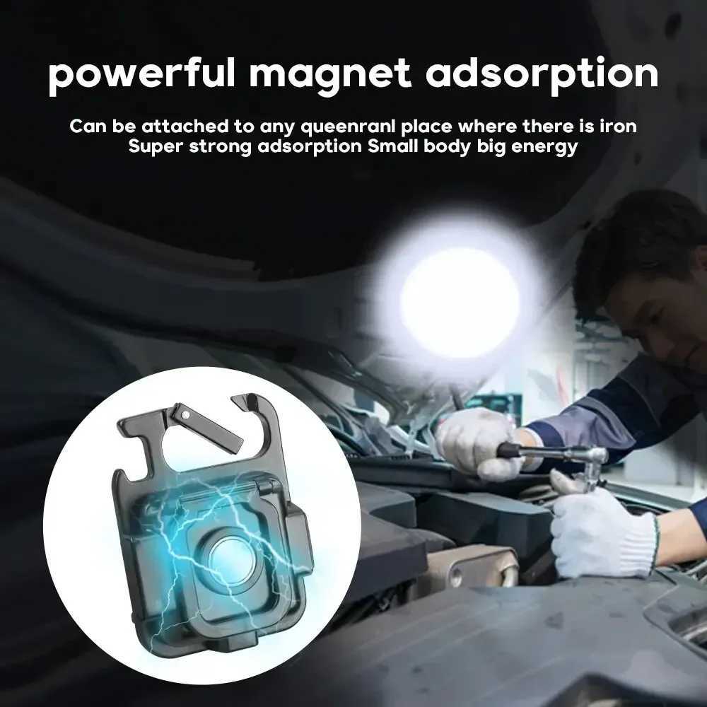 Mini COB Work Light High Power LED Flashlight Keychain 4 Modes LED Strong Lantern Magnet USB Rechargeable Outdoor Torch Camping M251117