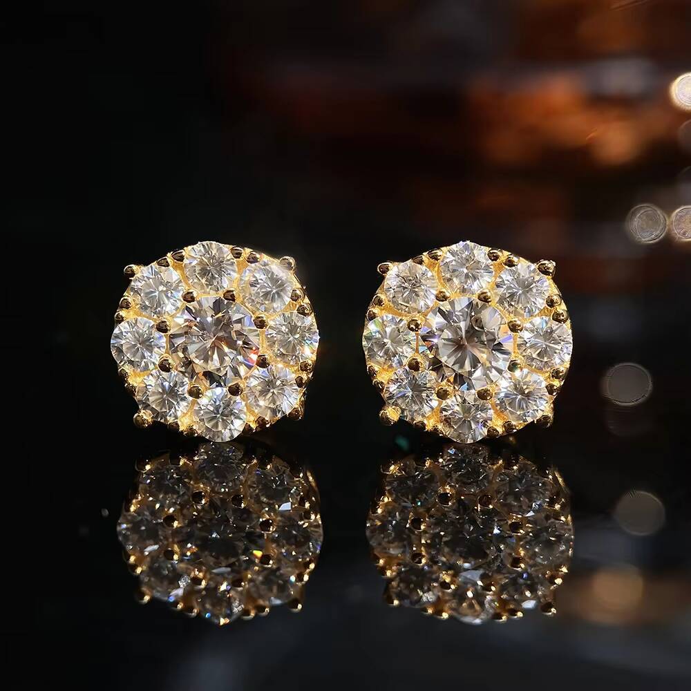 18K Gold Plated 925 Silver Floral Moissanite Earrings Dainty Daisy Studs Jewelry Gift for Women