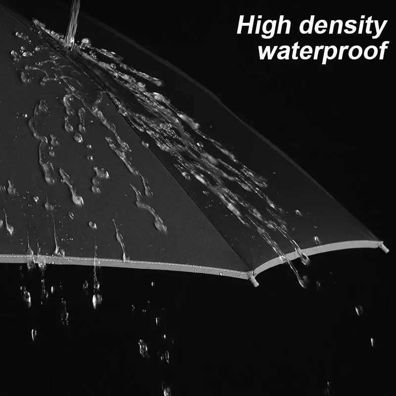 Windproof Automatic Umbrella With LED Flashlight Reflective Stripe Reverse Light Umbrellas Rain Men Women Large Folding Parasol C251117