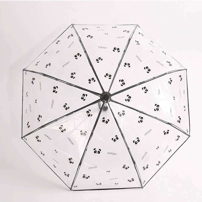 Umbrella Cute PandaBrown BearPink Rabbit Transparent Automatic Umbrella Lightweight folding umbrella Travel photo umbrella C251117