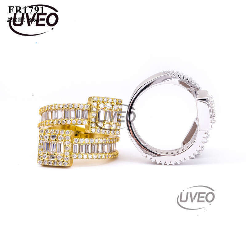 Jewelry 925 Iced Out Gold Moissanite Ring VVS Hip Hop Pass Dias Tester Sterling Silver Fashion