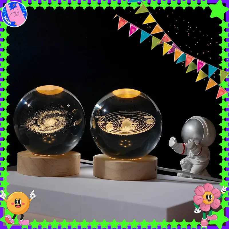 NEW Christmas Birthday Gifts6 Crystal Ball Planet Night Light Laser Solar System Globe Astronomy Festival GiftsDesktopDecoration J251117