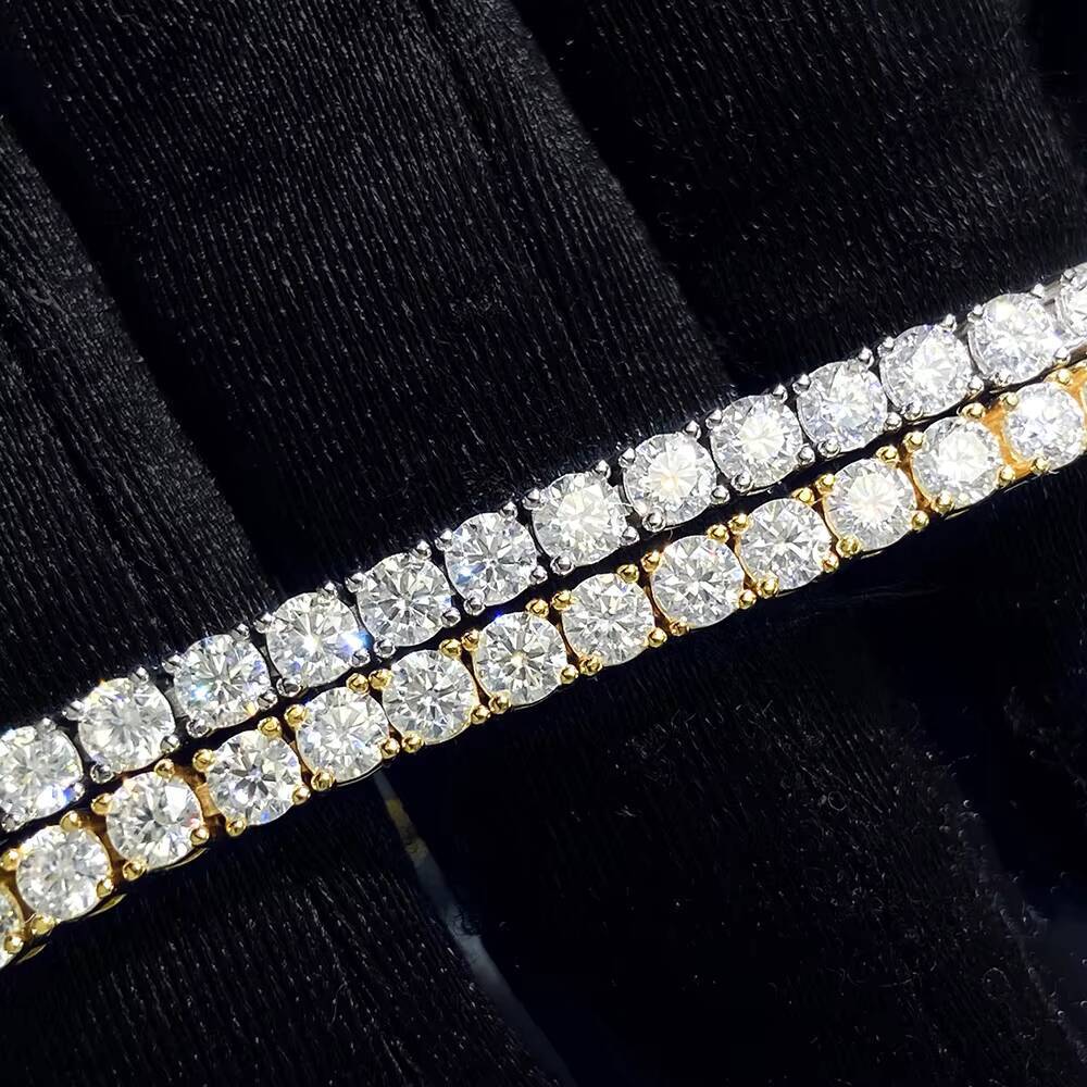 In Stock Pass Diamond Tester 3MM 925 Silver 18K Gold Plated Moissanite Hip Hop Iced Out Jewelry Tennis Bracelet Fast Shipping