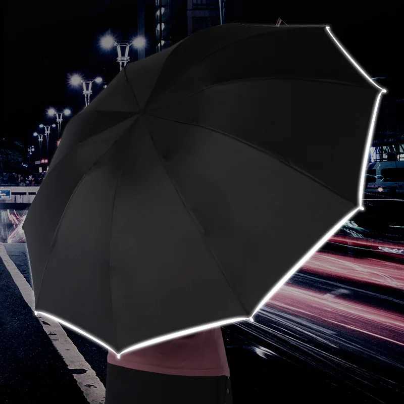 UV Automatic Umbrella With Reflective Strip Rain Wind Resistant Trip Sun Reverse Umbrellas Folding Umbrella C251117