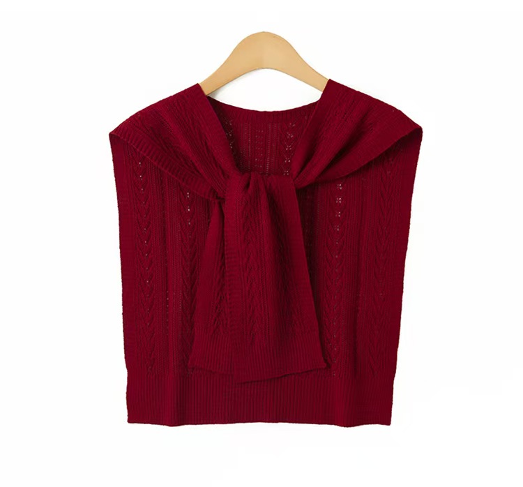 K408 Summer hollow small shawl wool knitted shoulder women's fashionable versatile thin knotted air conditioning shawl