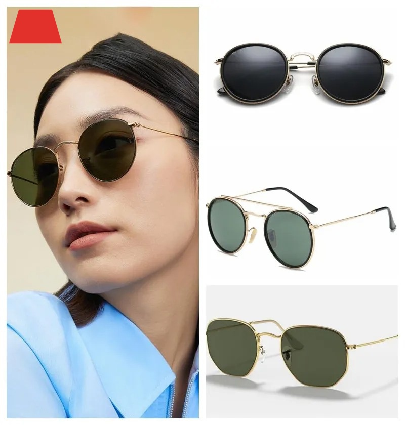 Classic Round Sunglasses Designer UV400 Eyewear Metal Gold Frame Sun Glasses Men Women Mirror Sunglasses Polaroid Luxury