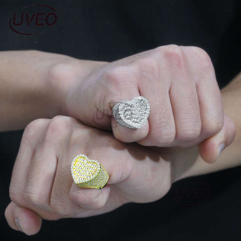 VVS Jewelry Gold Moissanite Ring Iced Out 925 Moissanite Diamond Hiphop Pass Diamond Tester Sterling Silver Couple Women Mens