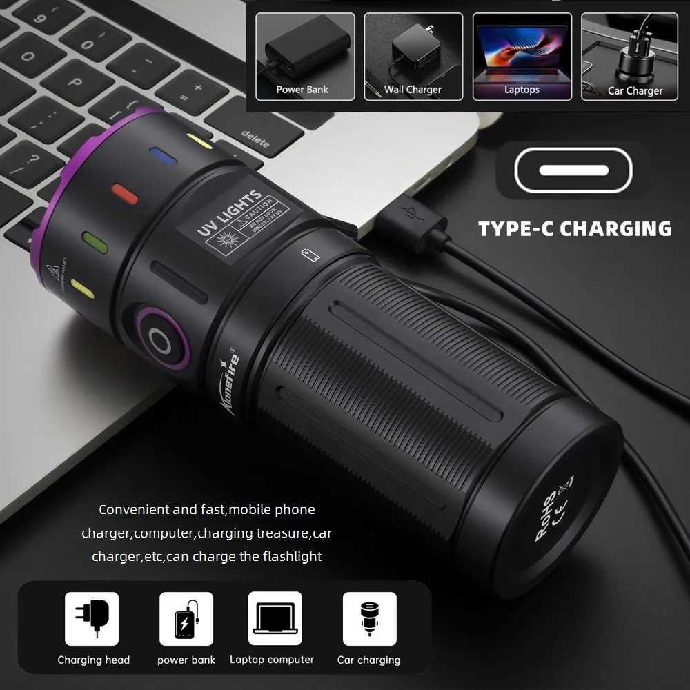 200W 365nm LED UV Flashlight Powerful Blacklight Torch USB Rechargeable Catdog Tinea Urine Stain Scorpion Money Ultraviolet lamp M251117