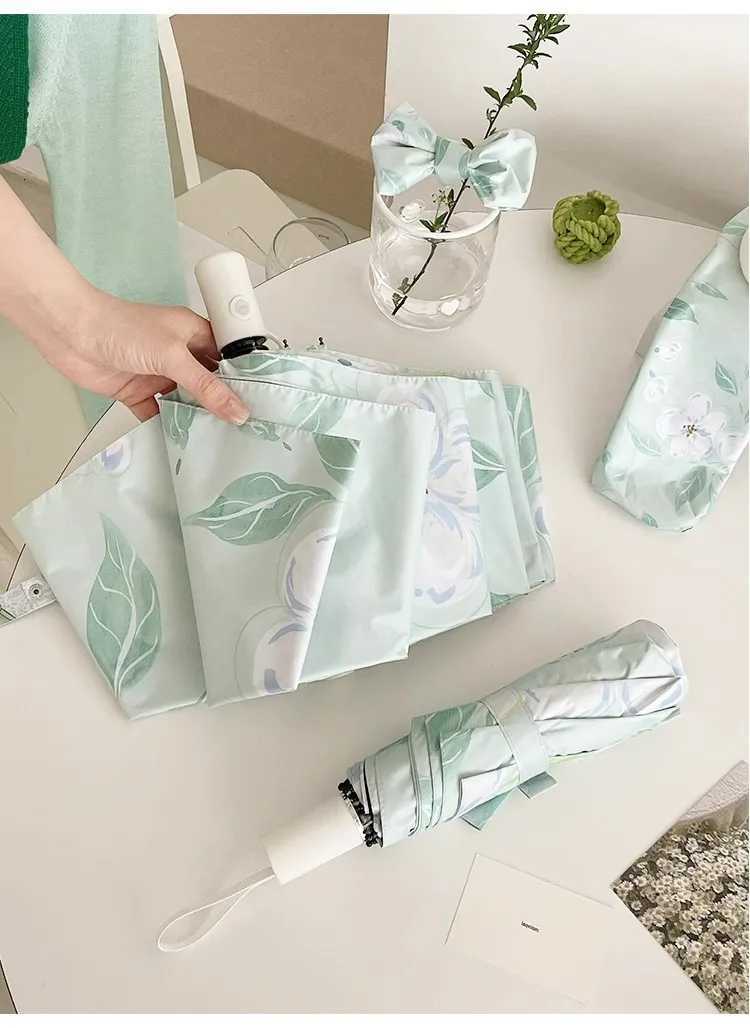 Chinese style small fresh floral umbrella womens high-end feeling sun and rain dual-purpose sun umbrella high-value automatic s C251117