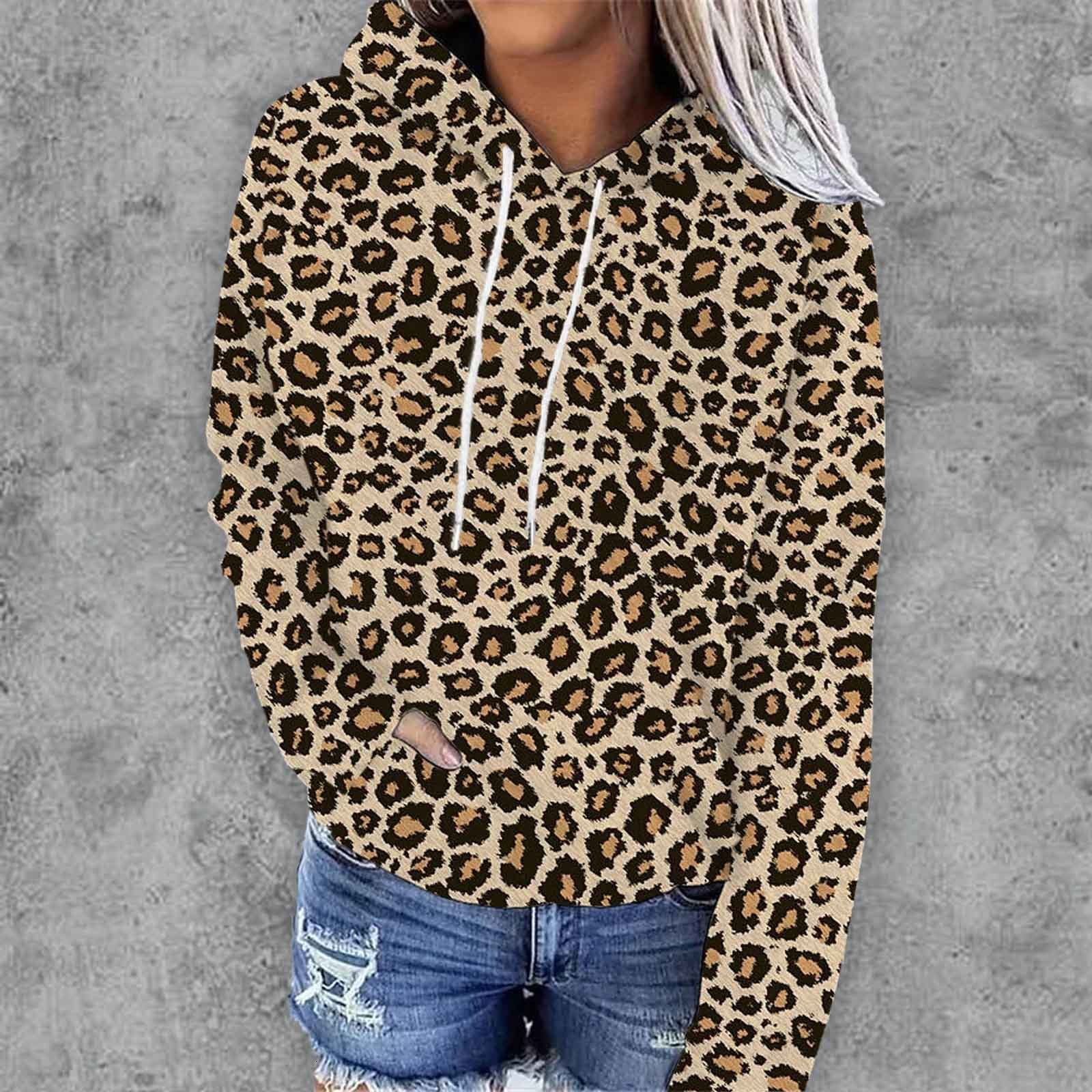 New Womens 3D Digital Print Leopard Hoodie Sweatshirt Hot Sale